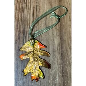 Vintage Real Leaf Oak Leaf Ornament Gold